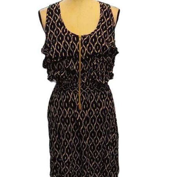 Xhilaration Black & Yellow Front Zip Knee Length Dress Women's Size Large - Picture 4 of 6